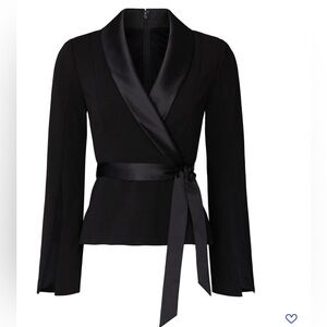 Adrianna Papell Black Tuxedo Wrap Top. 14 NWT